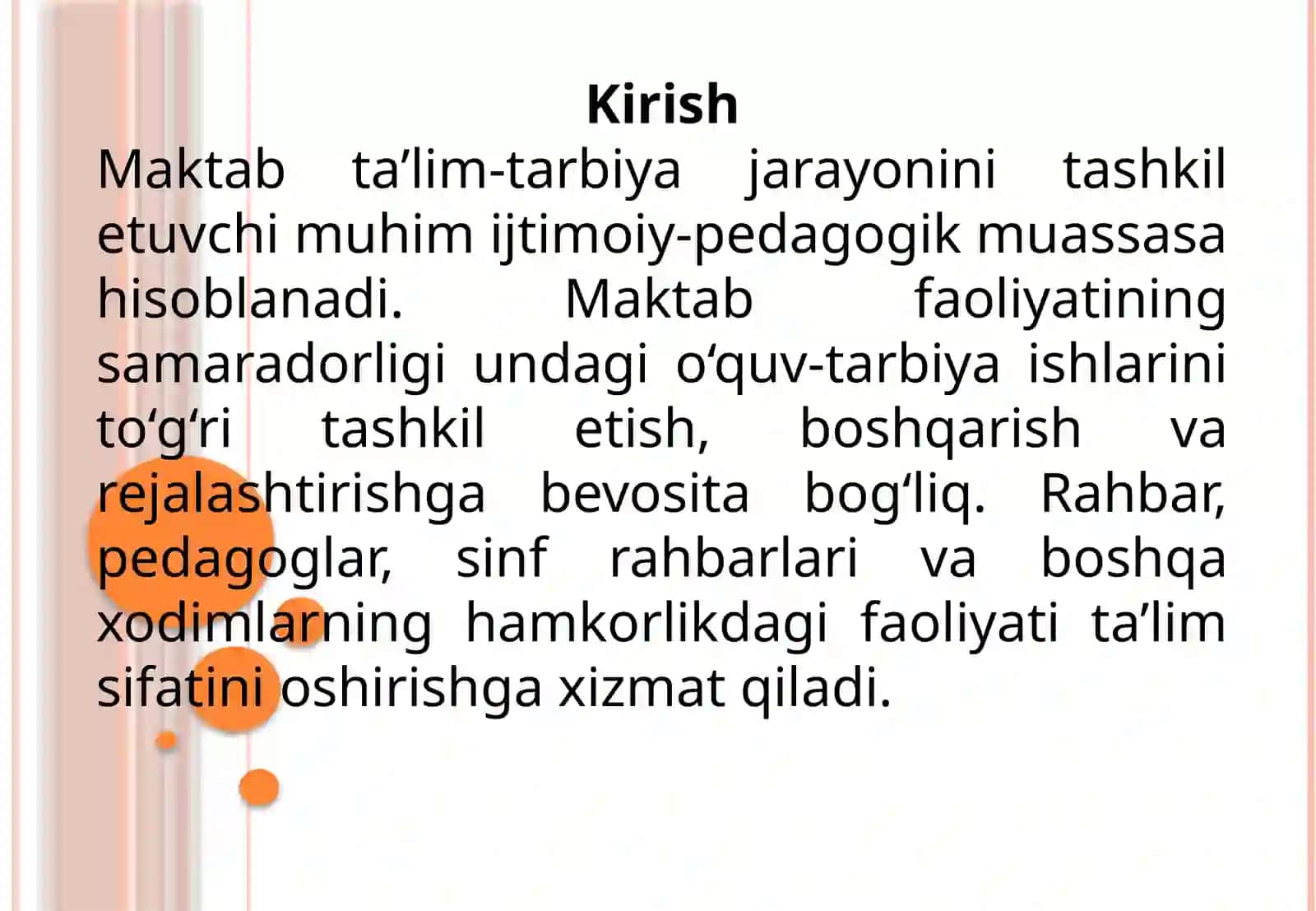 Maktabning o'quv tarbiya ishlariga rahbarlik. Maktab ishini rejalashtirish. 2