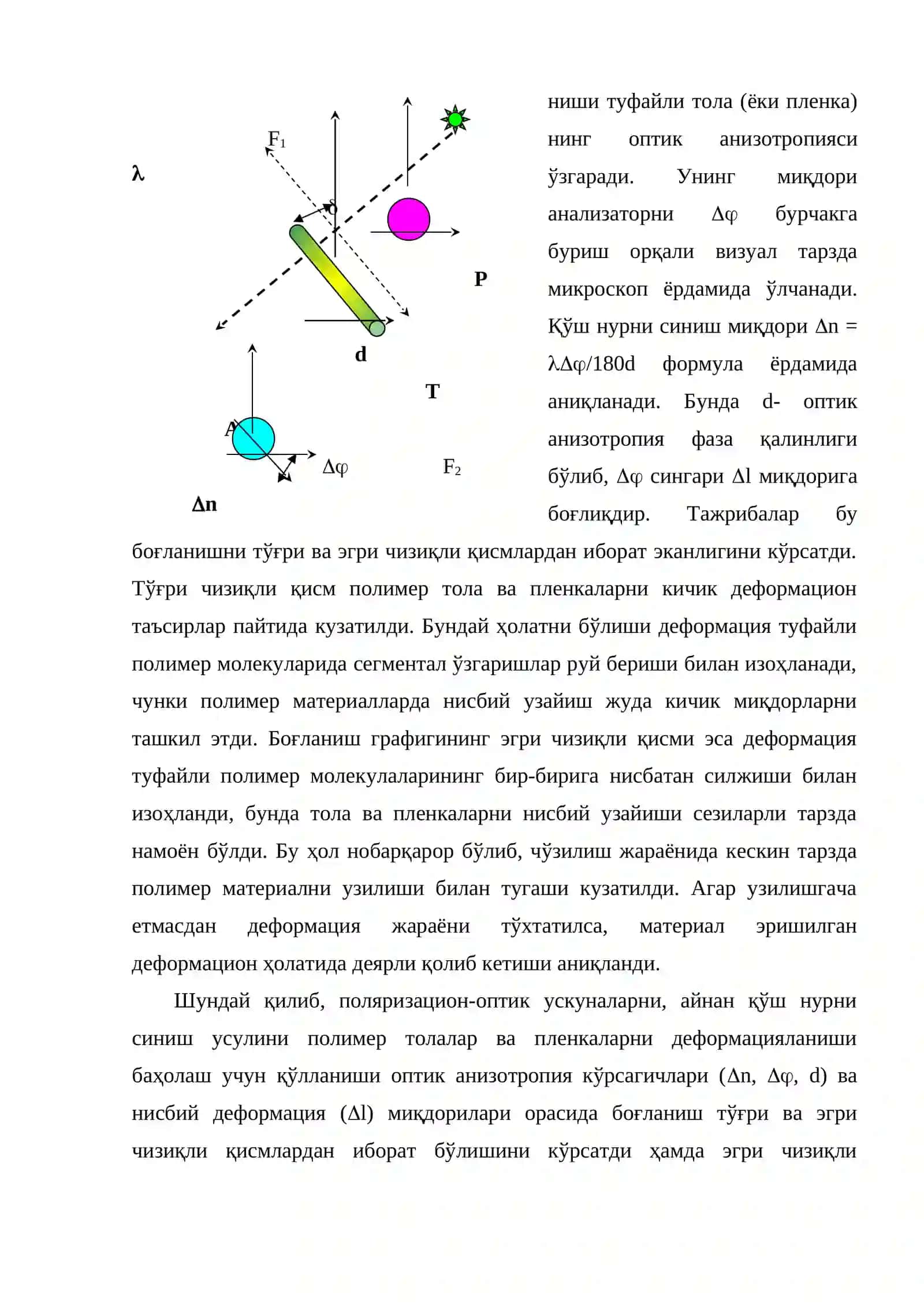 Полимер толалар ва пленкалар деформациясини поляризацион-оптик усулларда аниқлаш 2