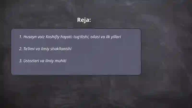 Husayn voiz Koshifiy hayoti va ijodi 2