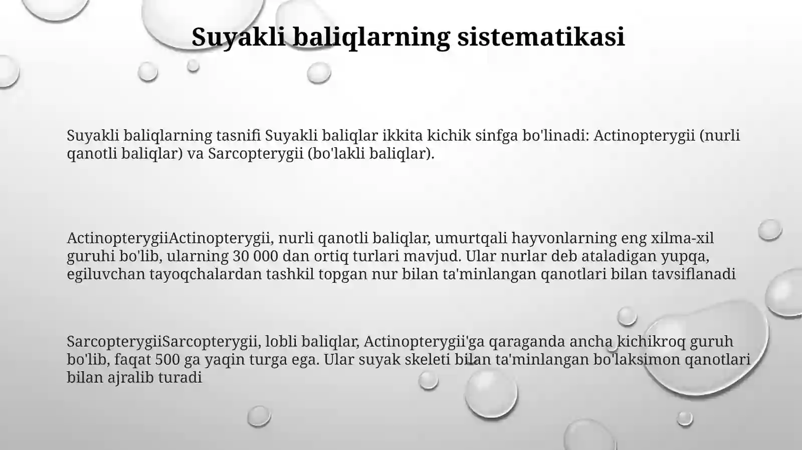 Suyakli Baliqlarning Sitematikasi Haqida Ma'Lumotlar 2
