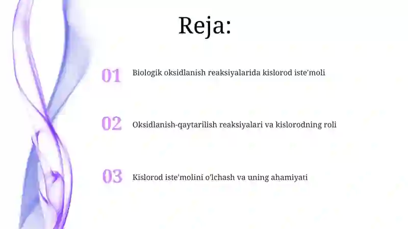 Biologik oksidlanish reaksiyalarida kislorod iste'moli 2