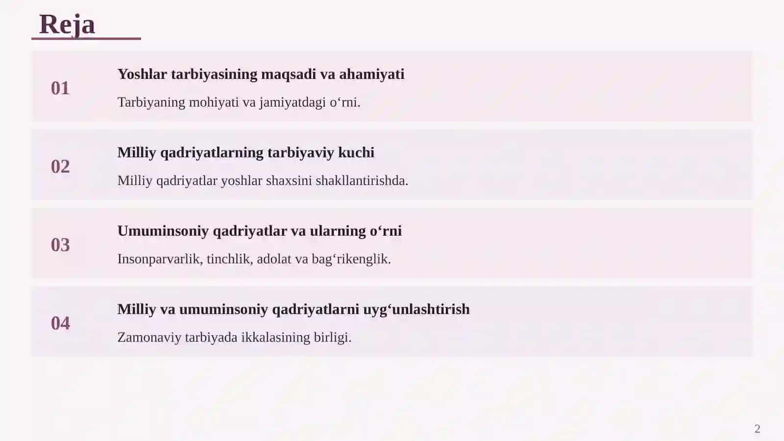 YOSHLAR TARBIYASIDA MILLIY VA UMUMINSONIY QADRIYATLARNING O‘RNI 2