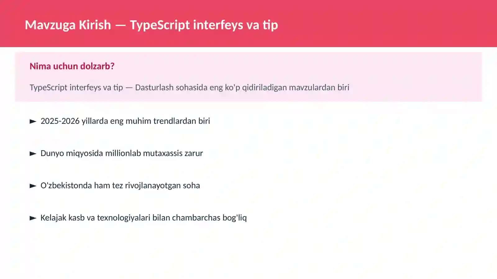 TypeScript interfeys va tip 2
