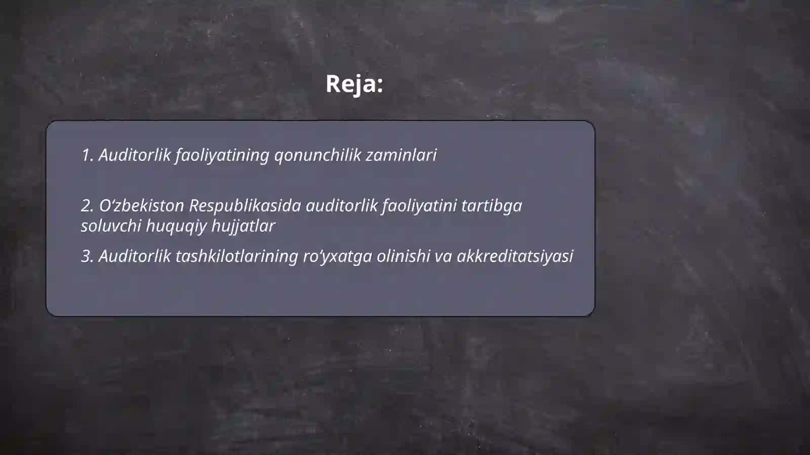 Oʻzbekiston Respublikasida auditorlik faoliyatining huquqiy asoslari 2