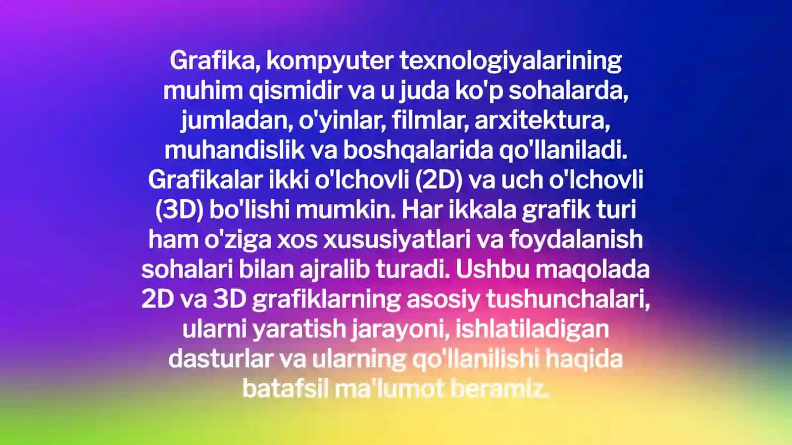 2D va 3D Grafiklarni Qurish haqida Ma'lumot 2