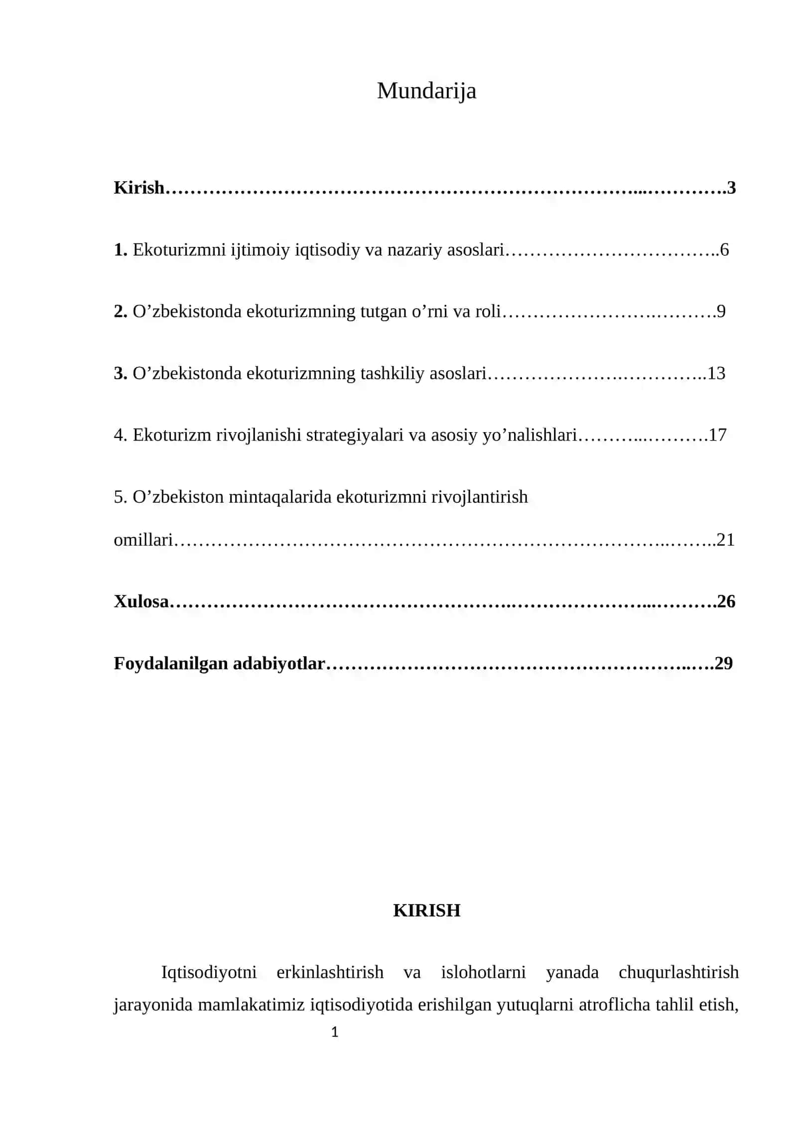 Ekoturizmning Oʻzbekistonda rivojlanish istiqbollari 2
