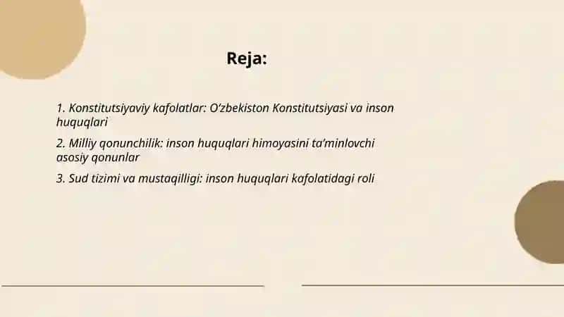 Oʻzbekistonda inson huquqlari va erkinliklari kafolatining yaratilishi 2