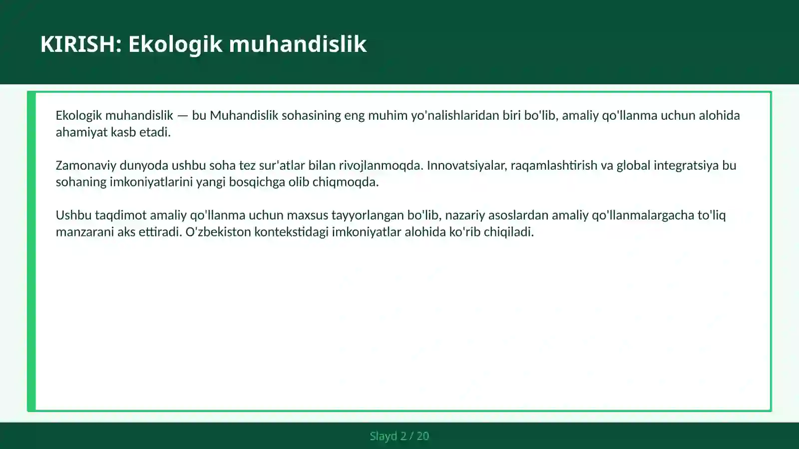 Ekologik muhandislik 2