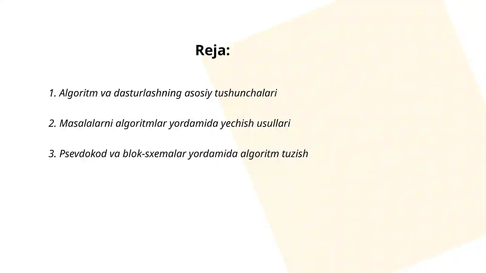 Algoritm va dasturlashning asosiy tushunchalari 2