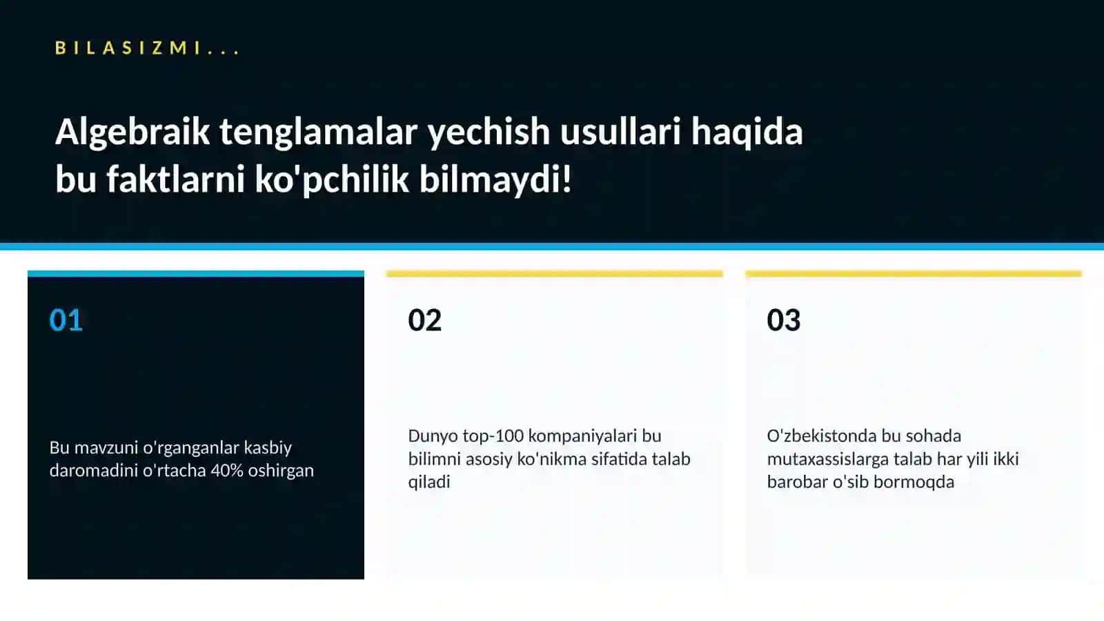 Algebraik tenglamalar yechish usullari 2