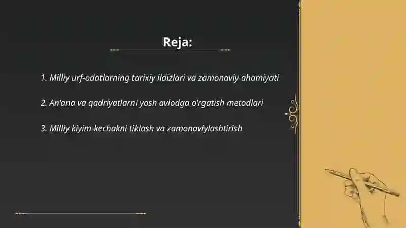 Milliy urf odatlar qadriyatlar va dadturlarning qayta tiklanishi 2