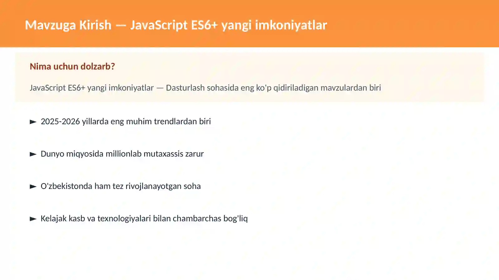 DASTURLASH | JAVASCRIPT VA WEB 2