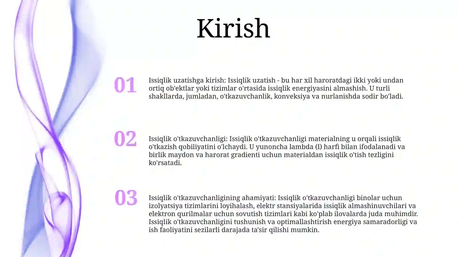 Issiqlik O‘Tkazuvchanlik 2