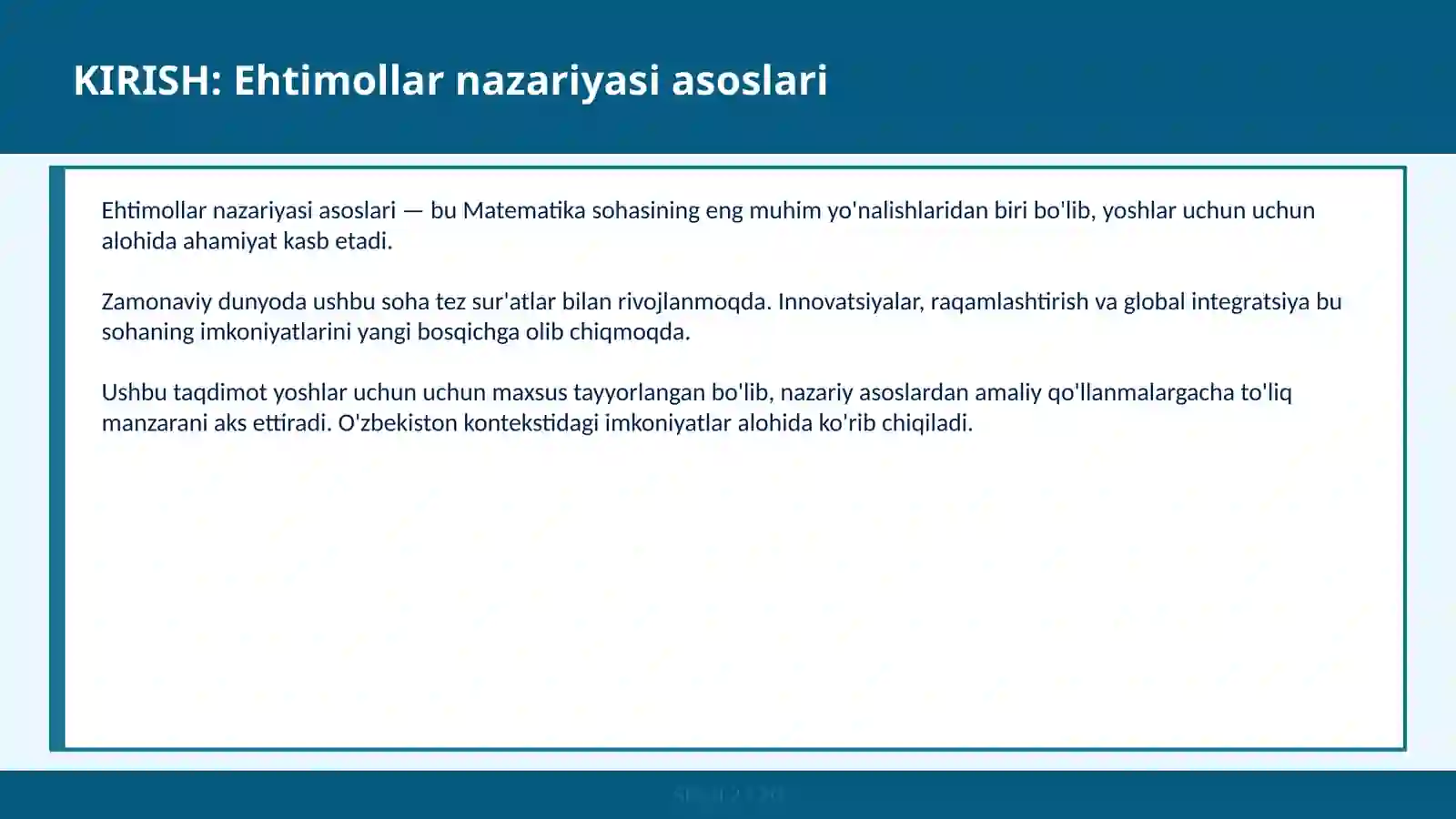 Ehtimollar nazariyasi asoslari 2