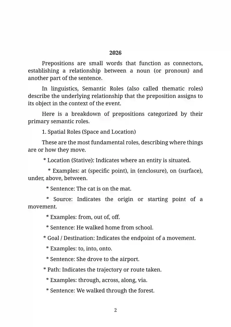 Prepositions and their semantic roles 2