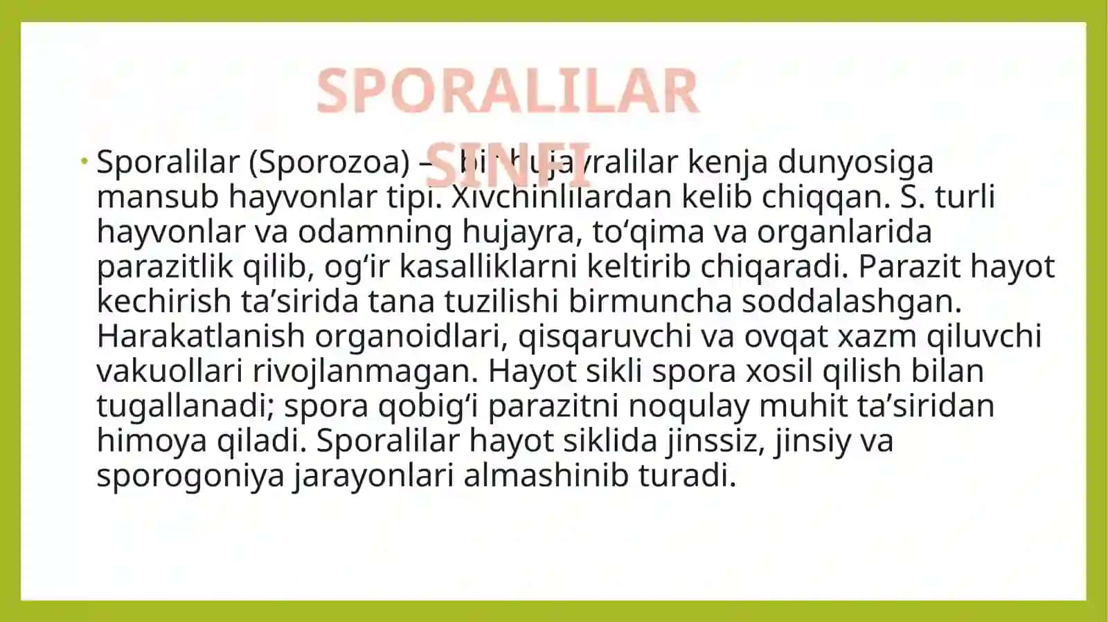 SPORALILAR - ODAM PARAZITLARI 2