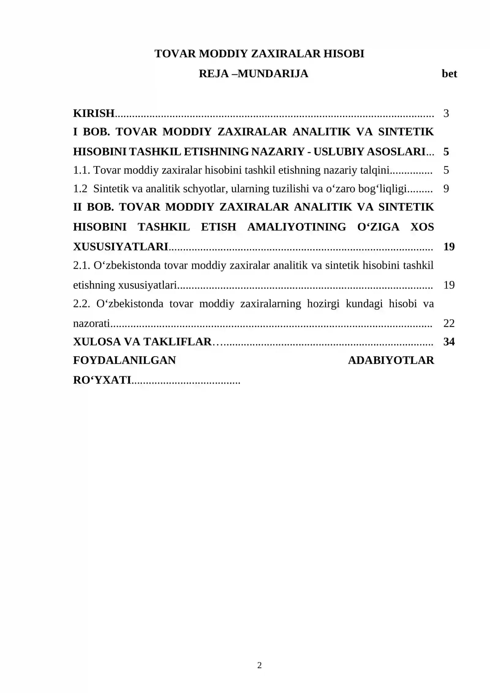 Tovar moddiy zaxiralar hisobi 2