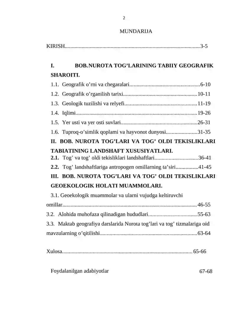 Nurota tog’lari va tog’ oldi tekisliklari tabiiy sharoiti va geoekologik muammolari 2