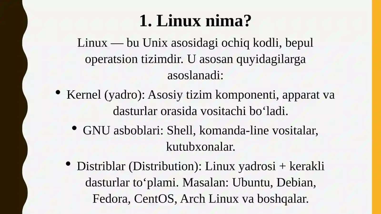 Linux O'rnating va konfiguratsiyasi 2