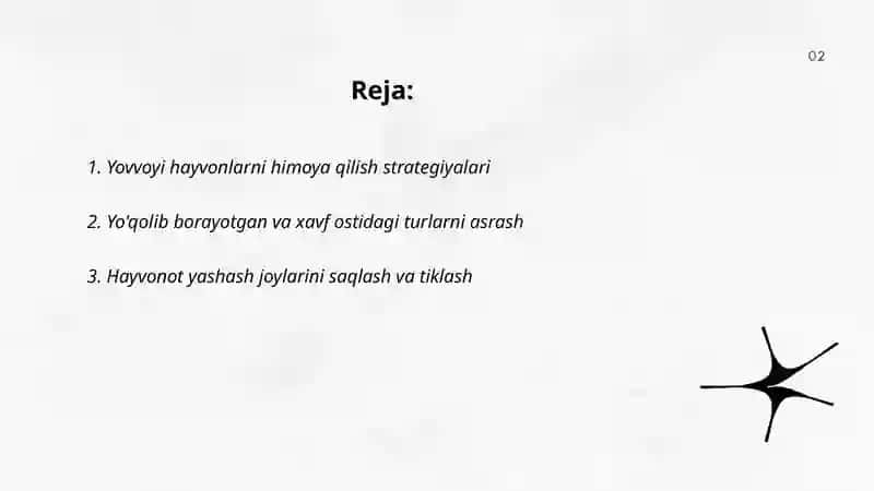 Yovvoyi hayvonlarni himoya qilish strategiyalari 2