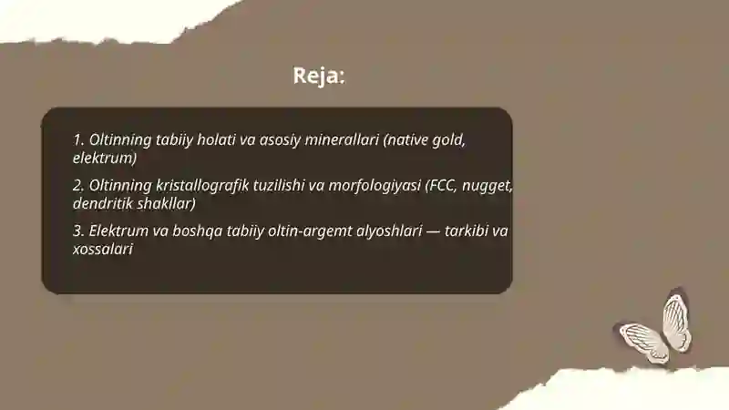 Oltin tabiiy birikmalari 2