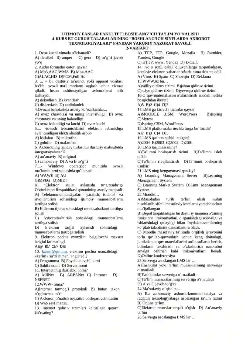 BOSHLANG’ICH SINFLARDA AXBOROT TEXNOLOGIYALARI 2