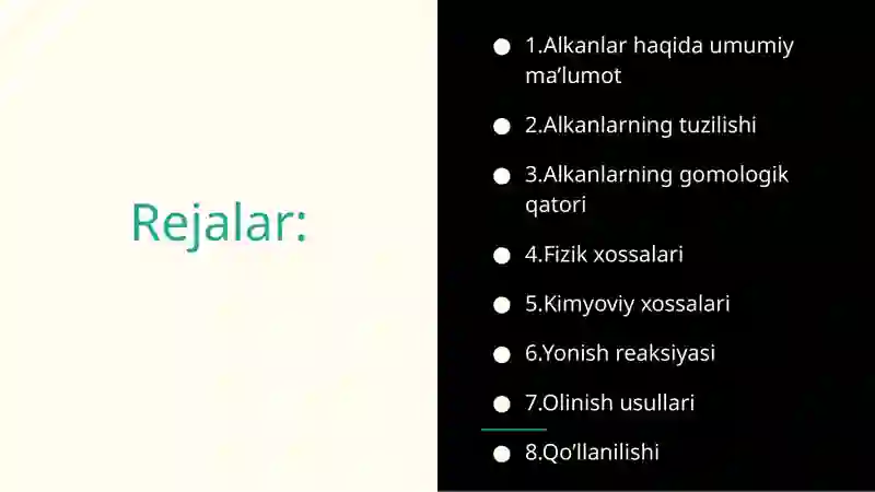 Alkanlar haqida umumiy ma’lumotlar 2