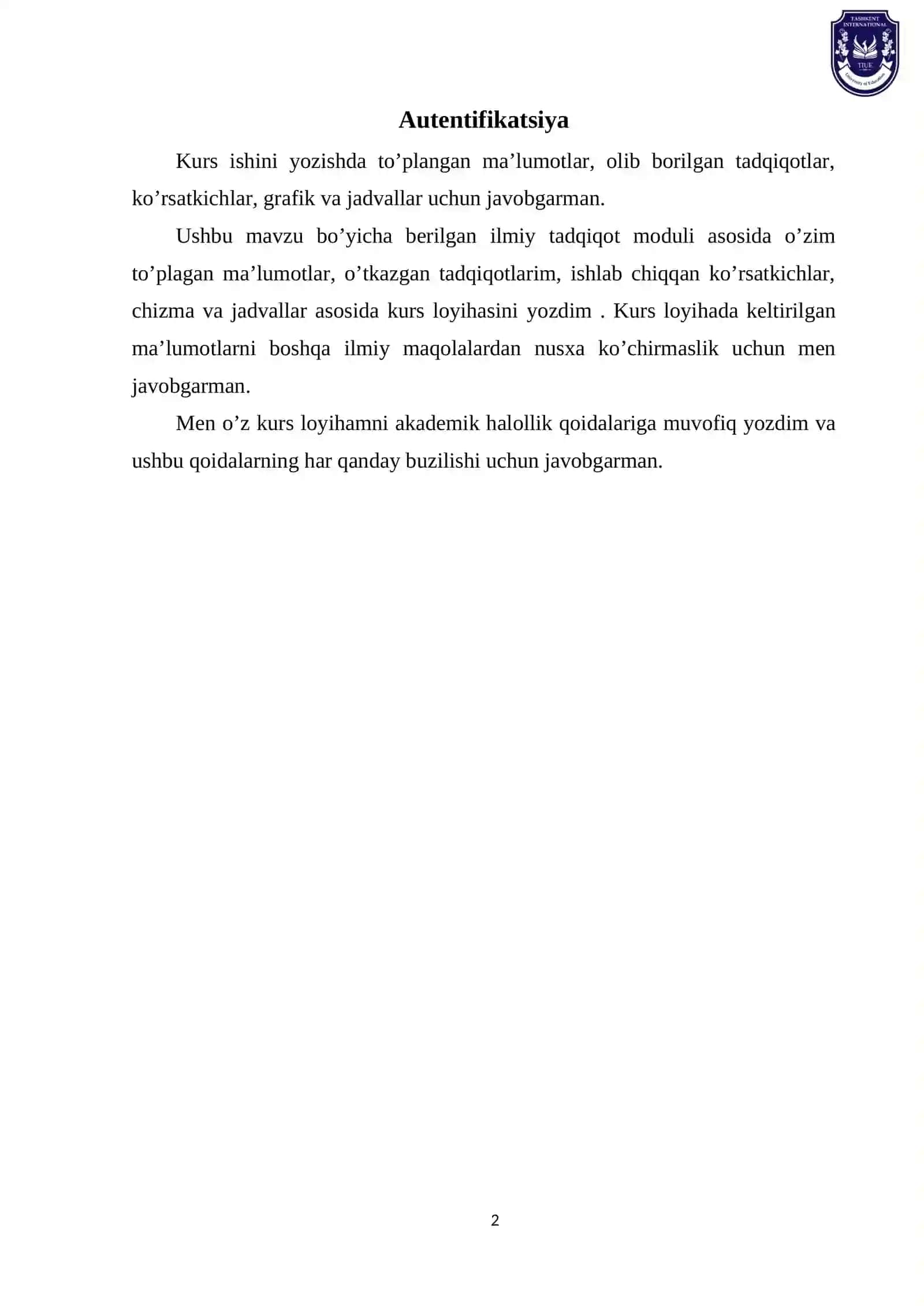 BOSHQARUVCHI MARKETING FANIDAN KURS LOYIHASI 2