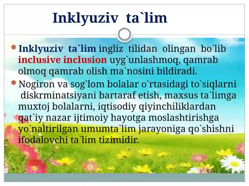 Inklyuziv  ta`lim asoslari. 2