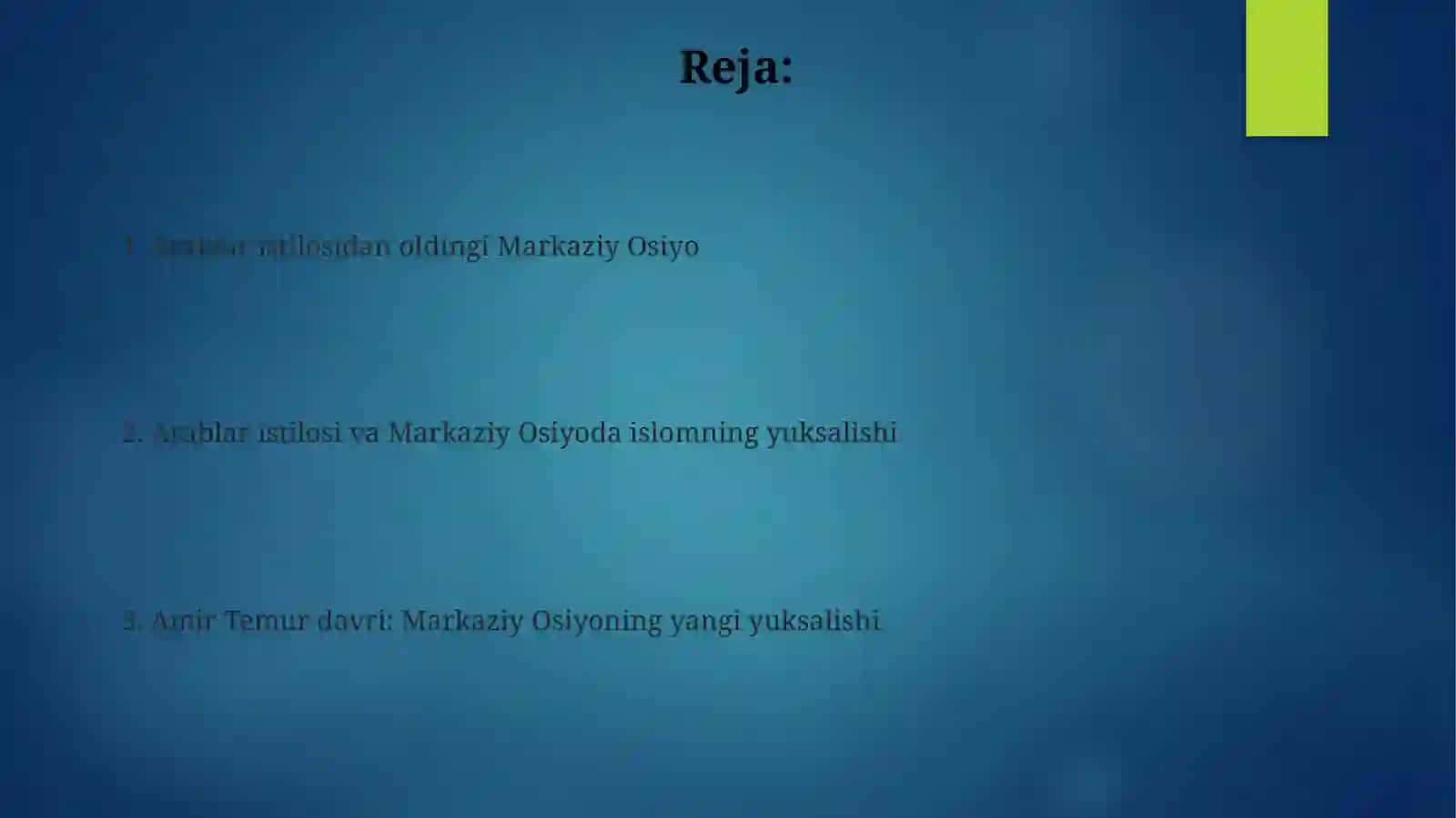 Arab istilosidan Amir Temur davrigacha Markaziy Osiyoning oltin davri 2