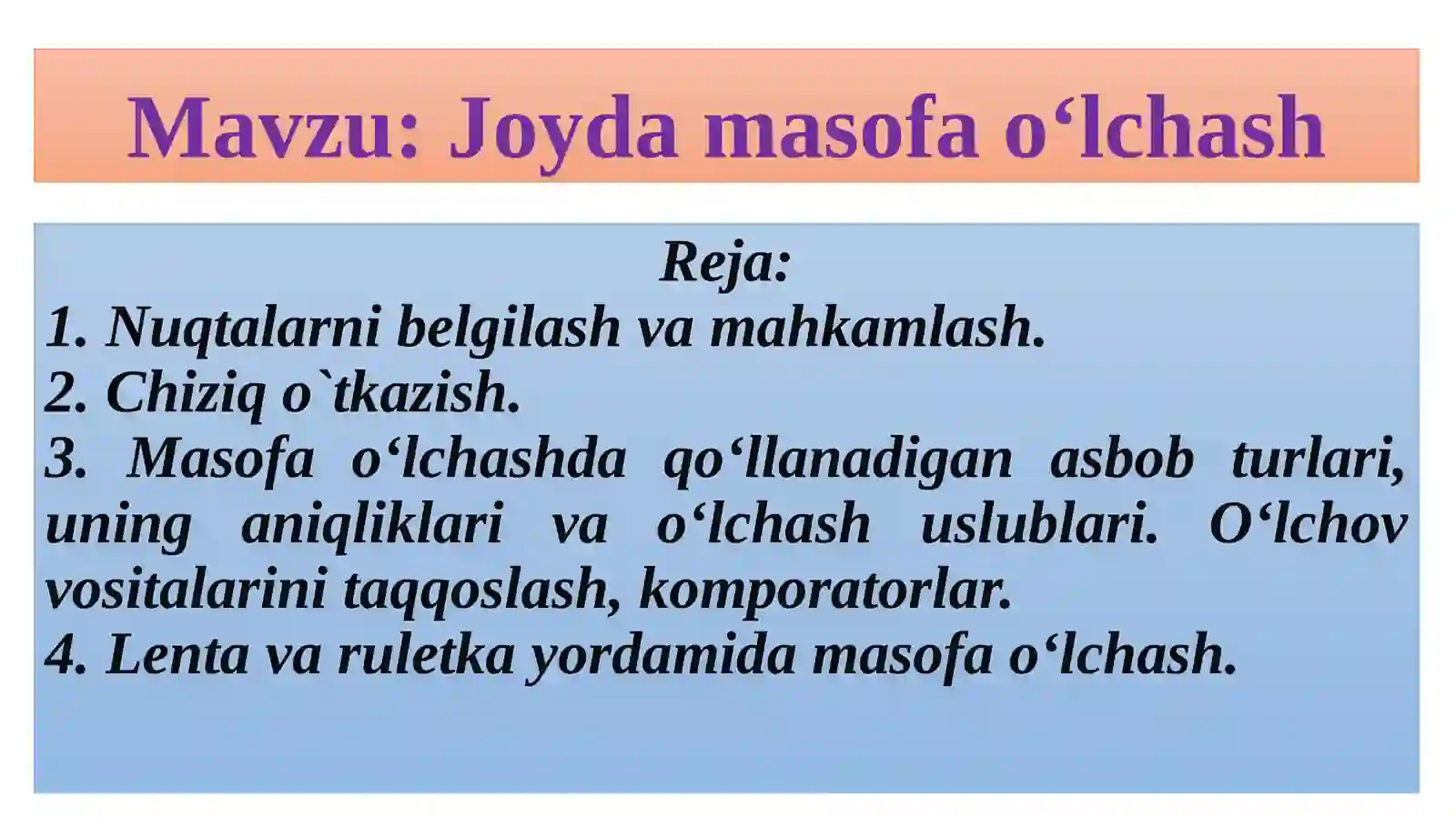 Joydavexa masofa o‘lchash 2