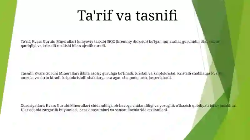 Kvars Guruhi Minerallari 2