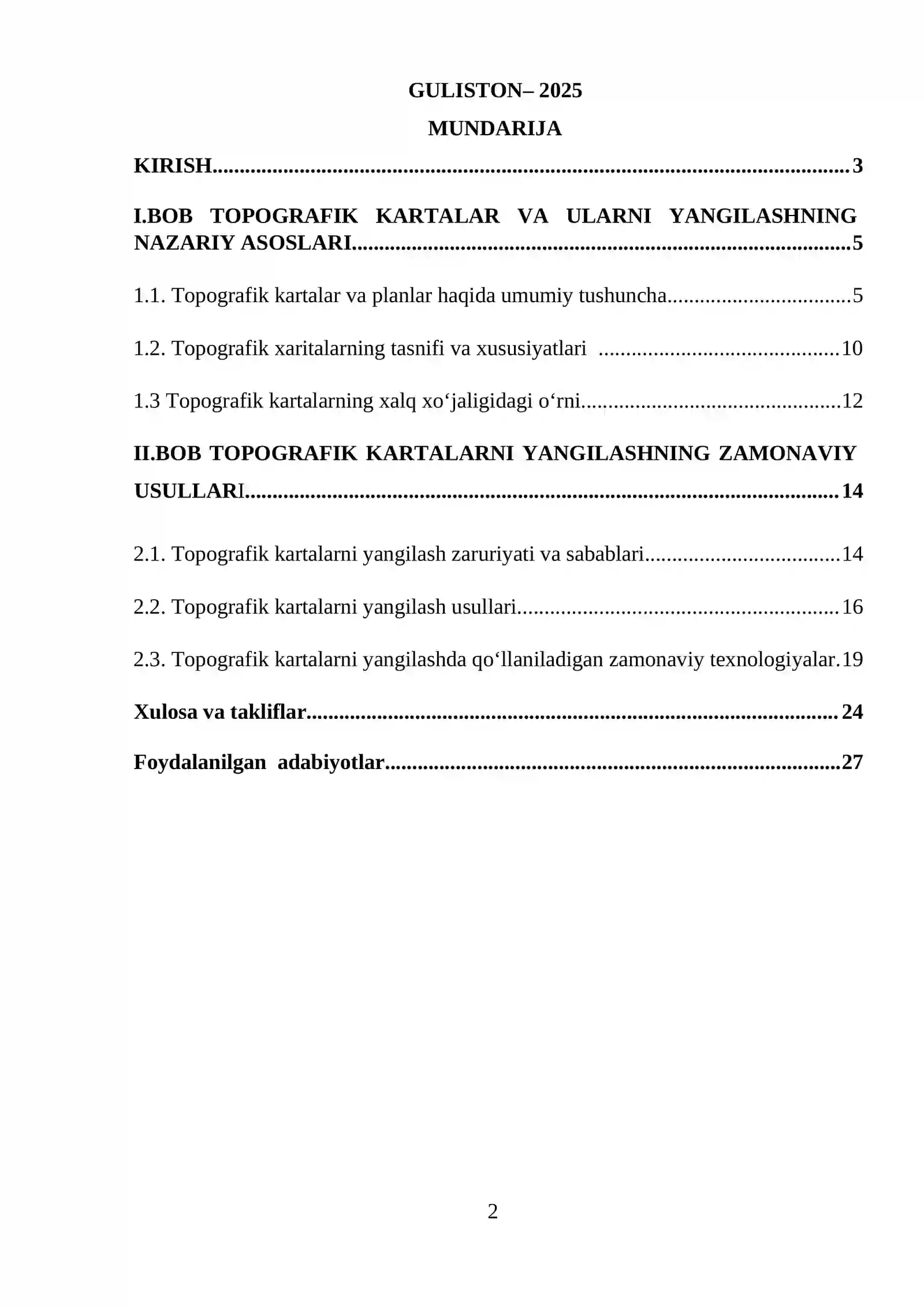 Topografik plan va kartalarni yangilash 2