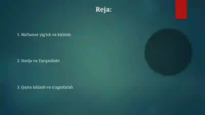 Axborotlarni qayta ishlash texnologiyalari 2