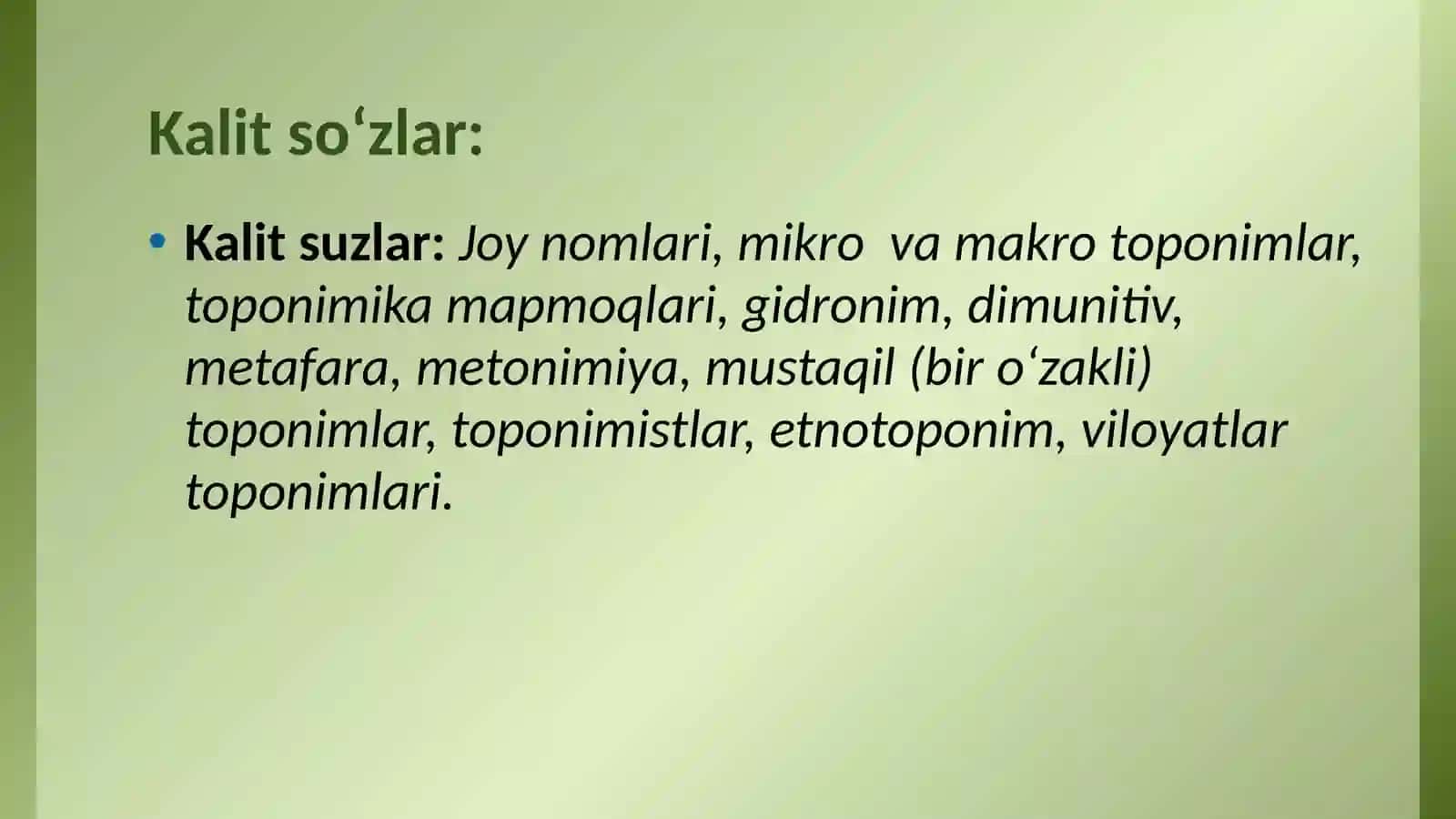 O‘lkashunoslik va turizmning asosiy manbalaridan - toponimika 2