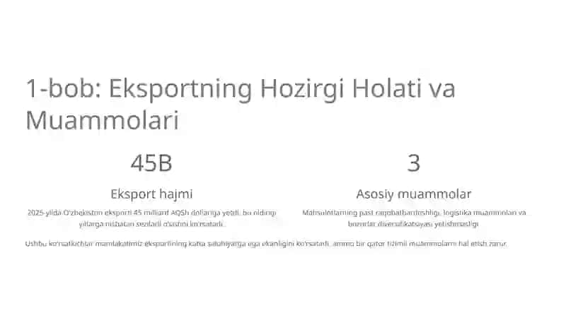 Eksport Salohiyatini Oshirish Yo'llari: O'zbekistonning Yangi Imkoniyatlari 2
