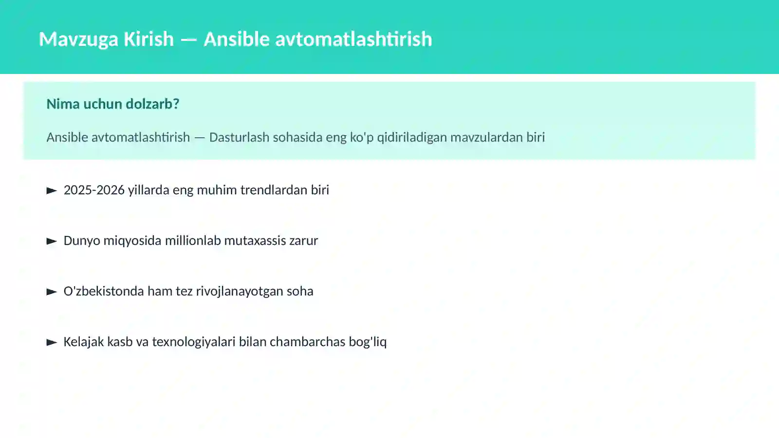 Ansible avtomatlashtirish 2