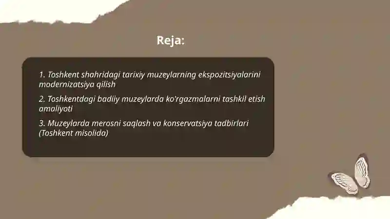 Toshkentdagi Muzeylar Faoliyati 2