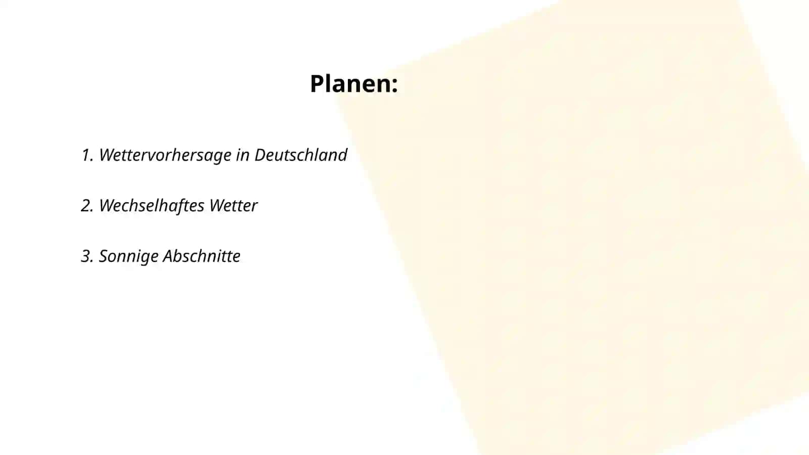Wettervorhersage in Deutschland 2
