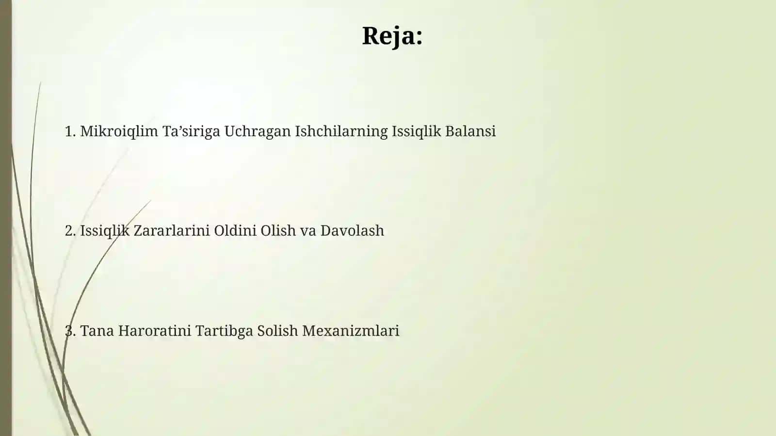 Isituvchi mikroiqlimda ishlovchilar organizmga ta'sir natijasida issiqlikni boshqaruvi 2