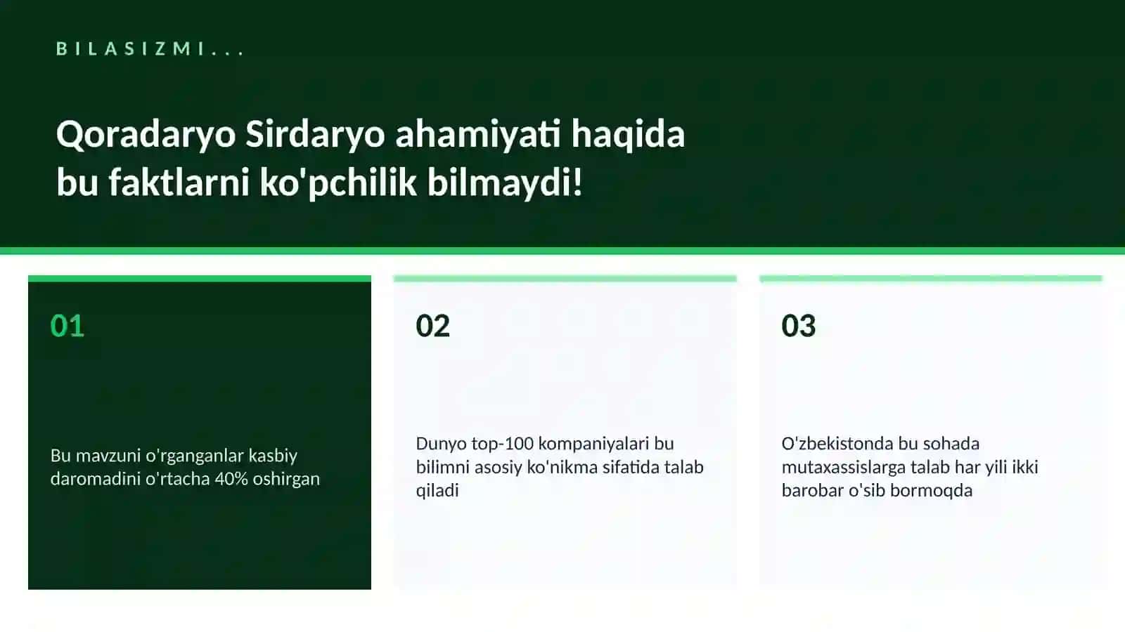Qoradaryo Sirdaryo ahamiyati 2
