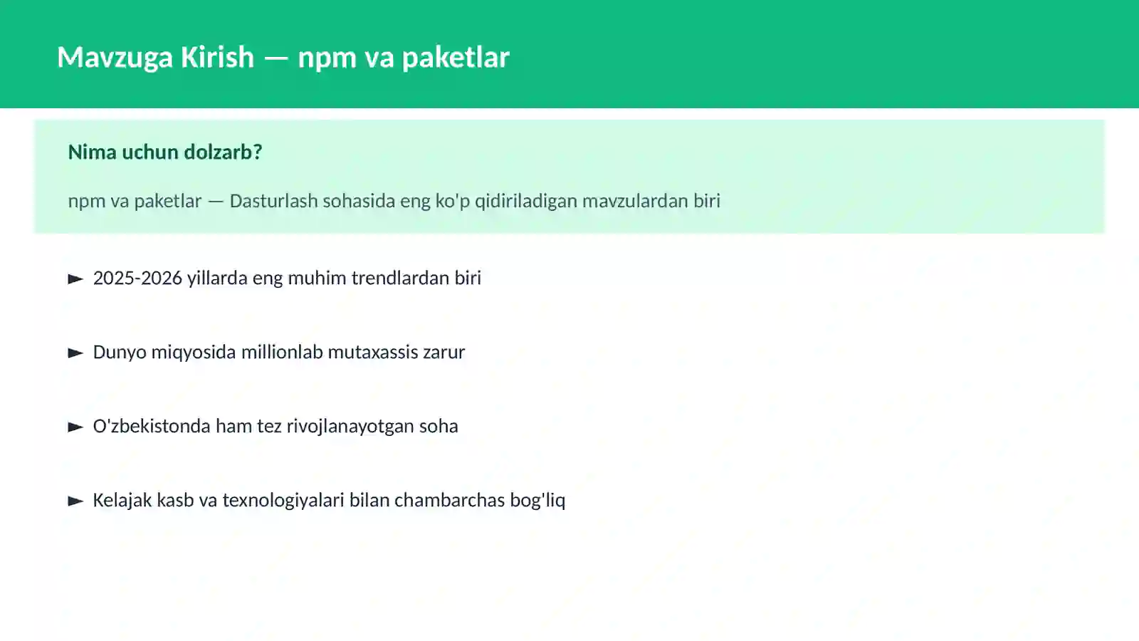 DASTURLASH | JAVASCRIPT VA WEB 2