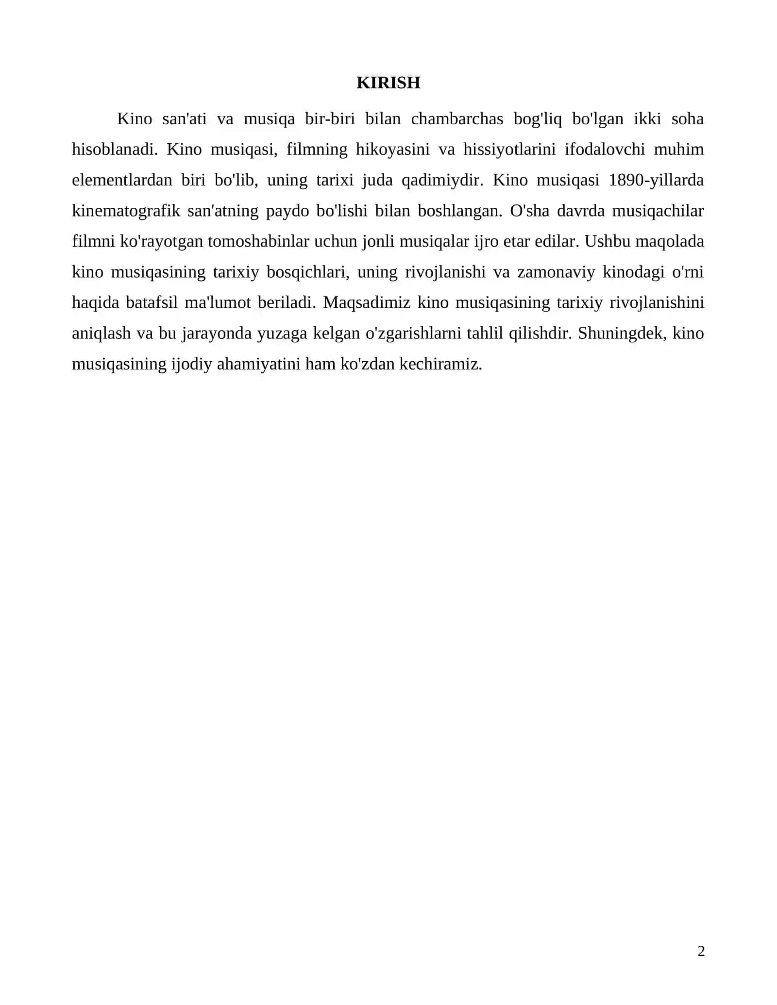 Kino musiqasining tarixiy bosqichlari va uning ahamiyati 2