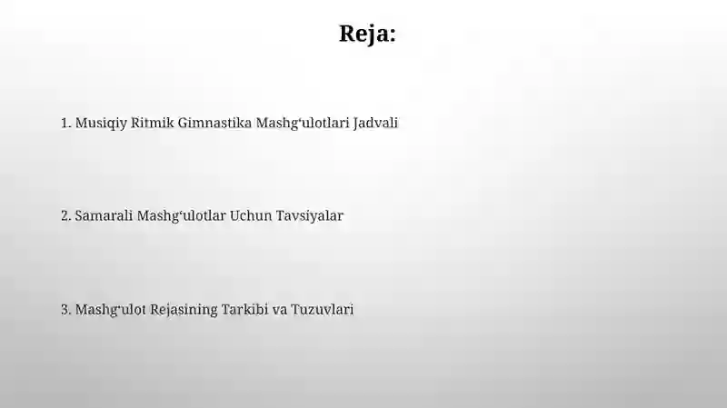 Musiqiy ritmik gimnastika bilan shugʻullanish rejimi 2
