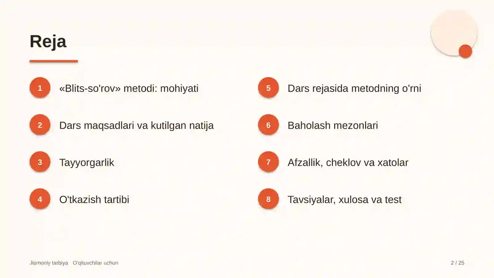 jismoniy tarbiya darslarida blits so'rov metodidan foydalanish 2788 2