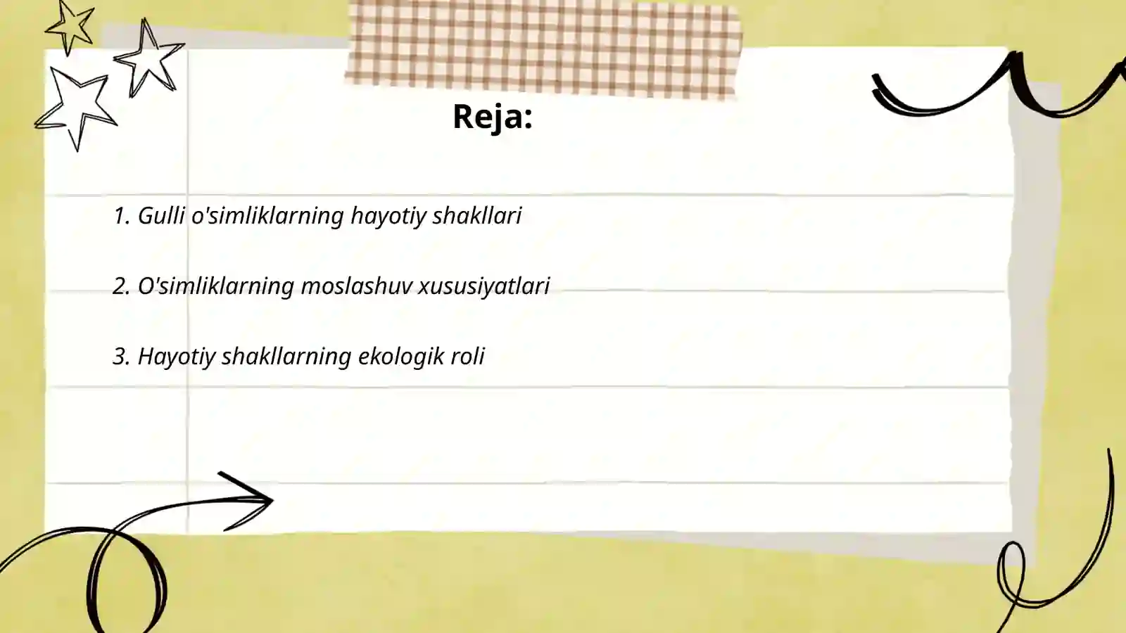 Gulli o'simliklarning hayotiy shakillariga doir masala va mashqlar 2