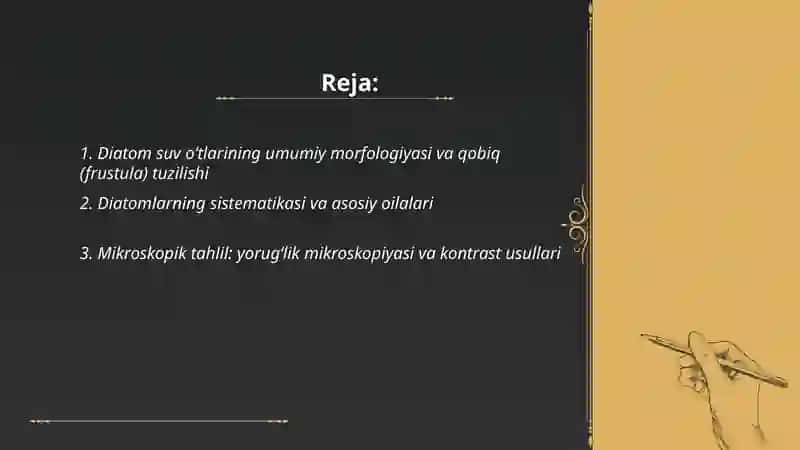 Diatom suvòtlari vakillari va tallomlarini òrganish 2