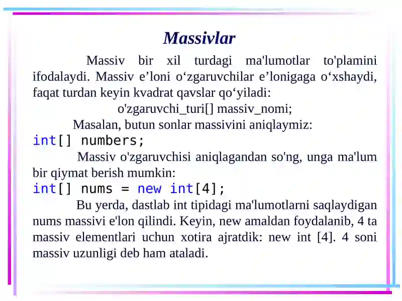 Massivlar 2