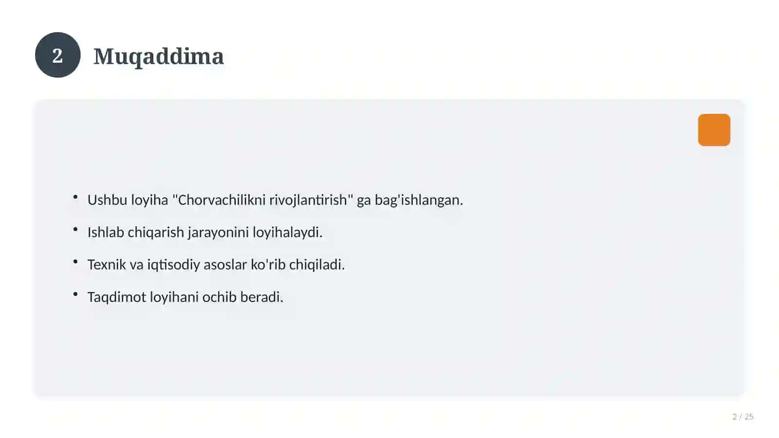 Chorvachilikni rivojlantirish 2