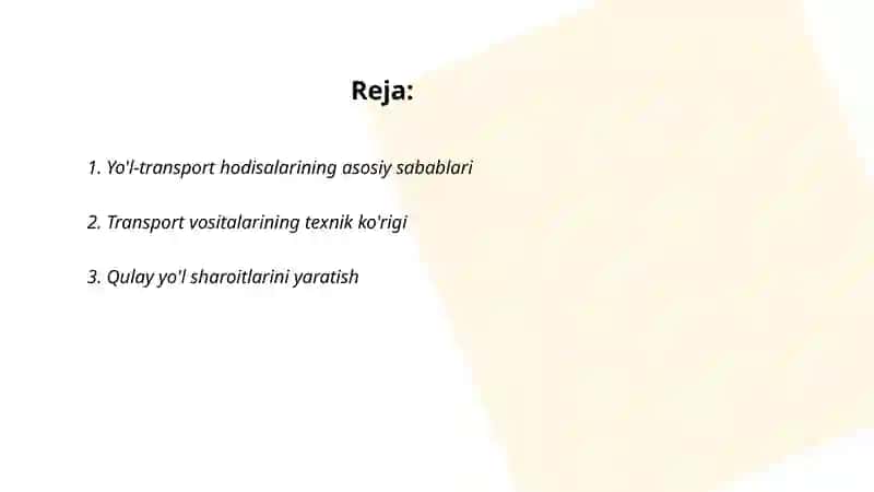 Avtamobil texnikasi bilan hodisalar va ularni oldini olish bo’yicha tadbirlar 2